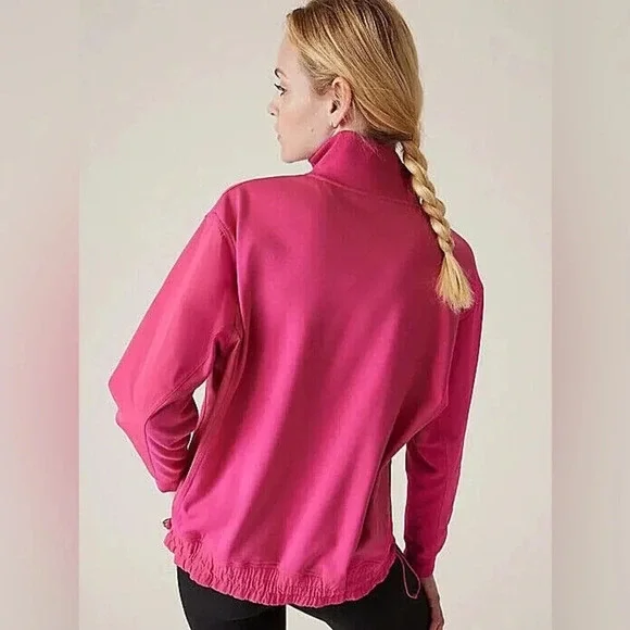 Athleta (Spring 2023) Triumph Hybrid Half Zip Sweatshirt Salvia Pink Small